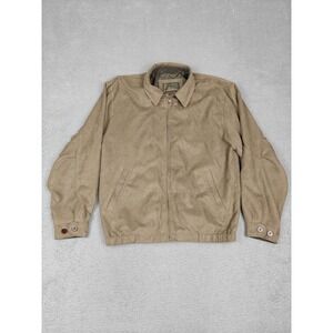 Vintage Rainforest Jacket Mens Large Tan Faux Suede Zip Bomber 90s Lined